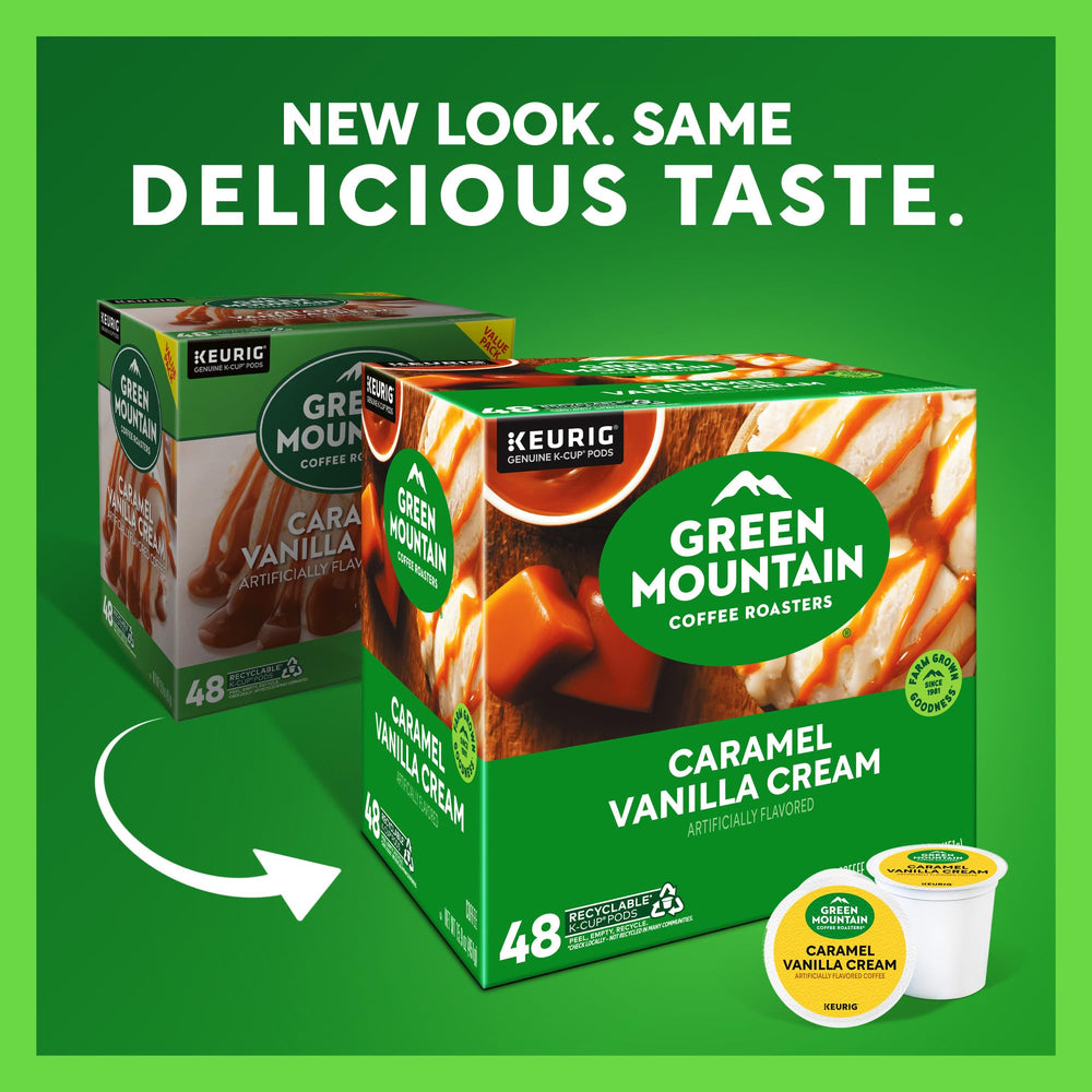 Green Mountain K-Cup pod close-up top view showing easy compatibility