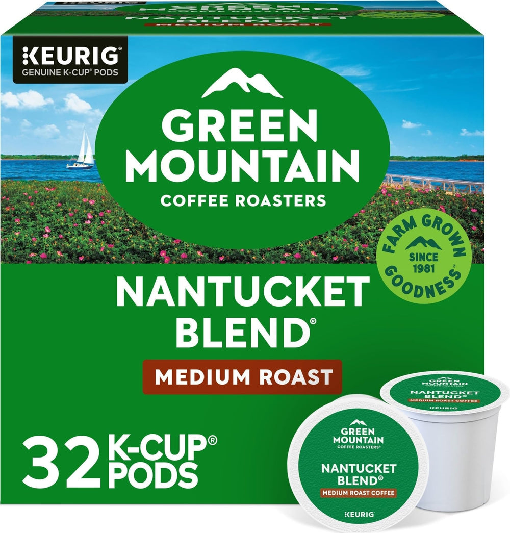 Green Mountain frontal del empaque mostrando cápsulas y beneficios de sabor