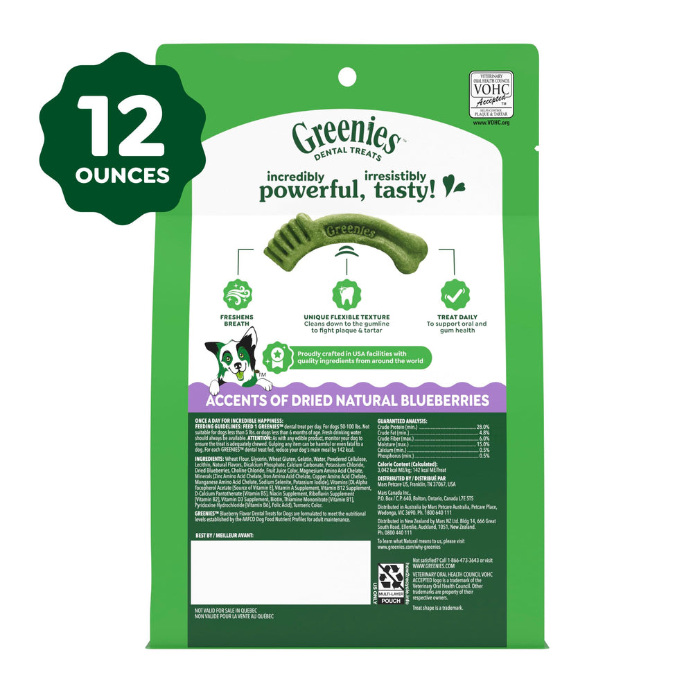 Greenies caja abierta con ocho unidades lista para la rutina diaria