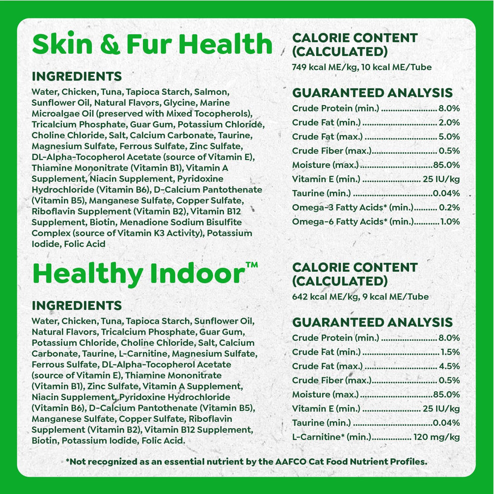Greenies etiqueta con ingredientes naturales y alto contenido proteico