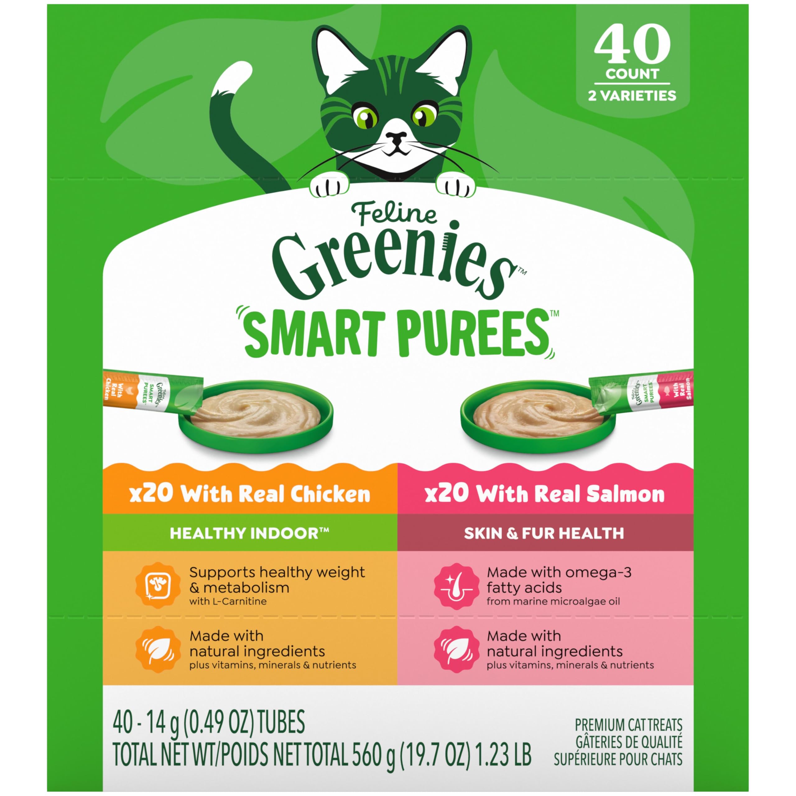 Greenies empaque frontal mostrando 40 unidades y beneficios visibles