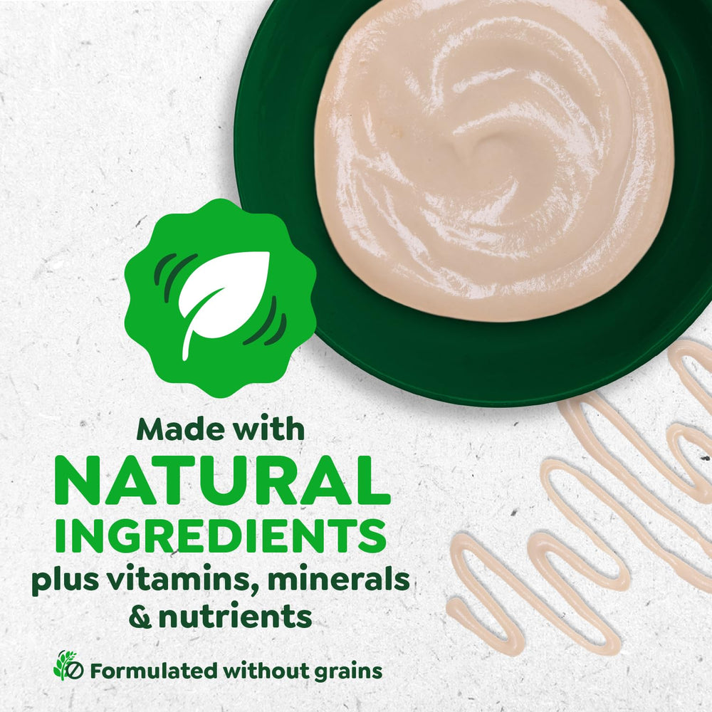 Greenies puré usado como topping sobre comida húmeda para gatos