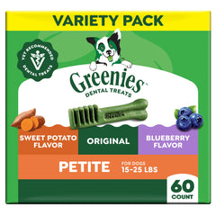Greenies paquete variedad 60 unidades mostrando la marca y presentación útil