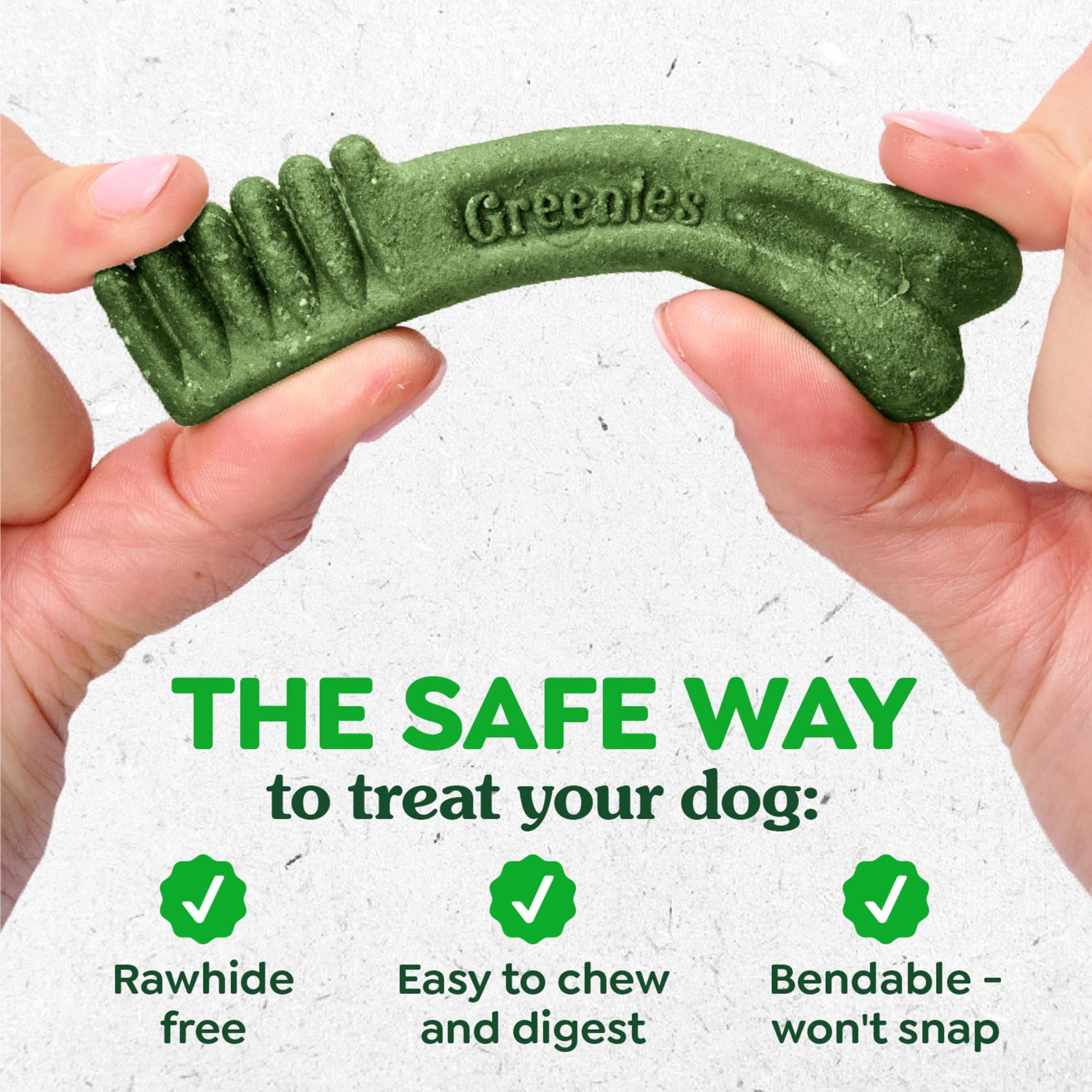 greenies size comparison with dog toy showing appropriate small-dog fit