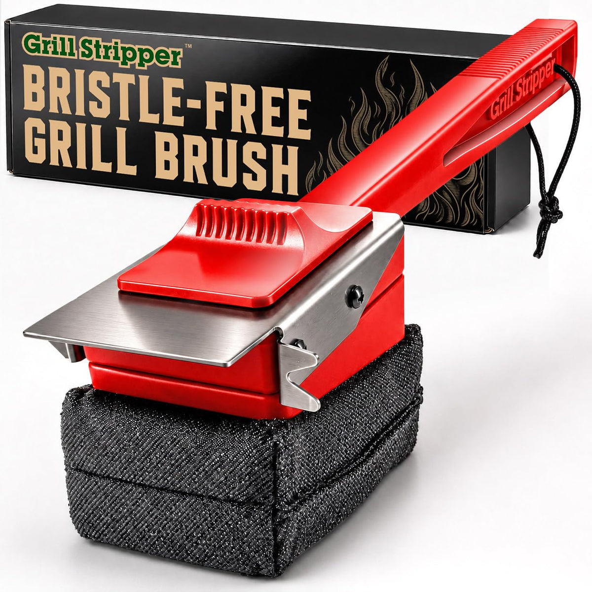 Grill Stripper front view showing durable handle and full cleaning tool benefit