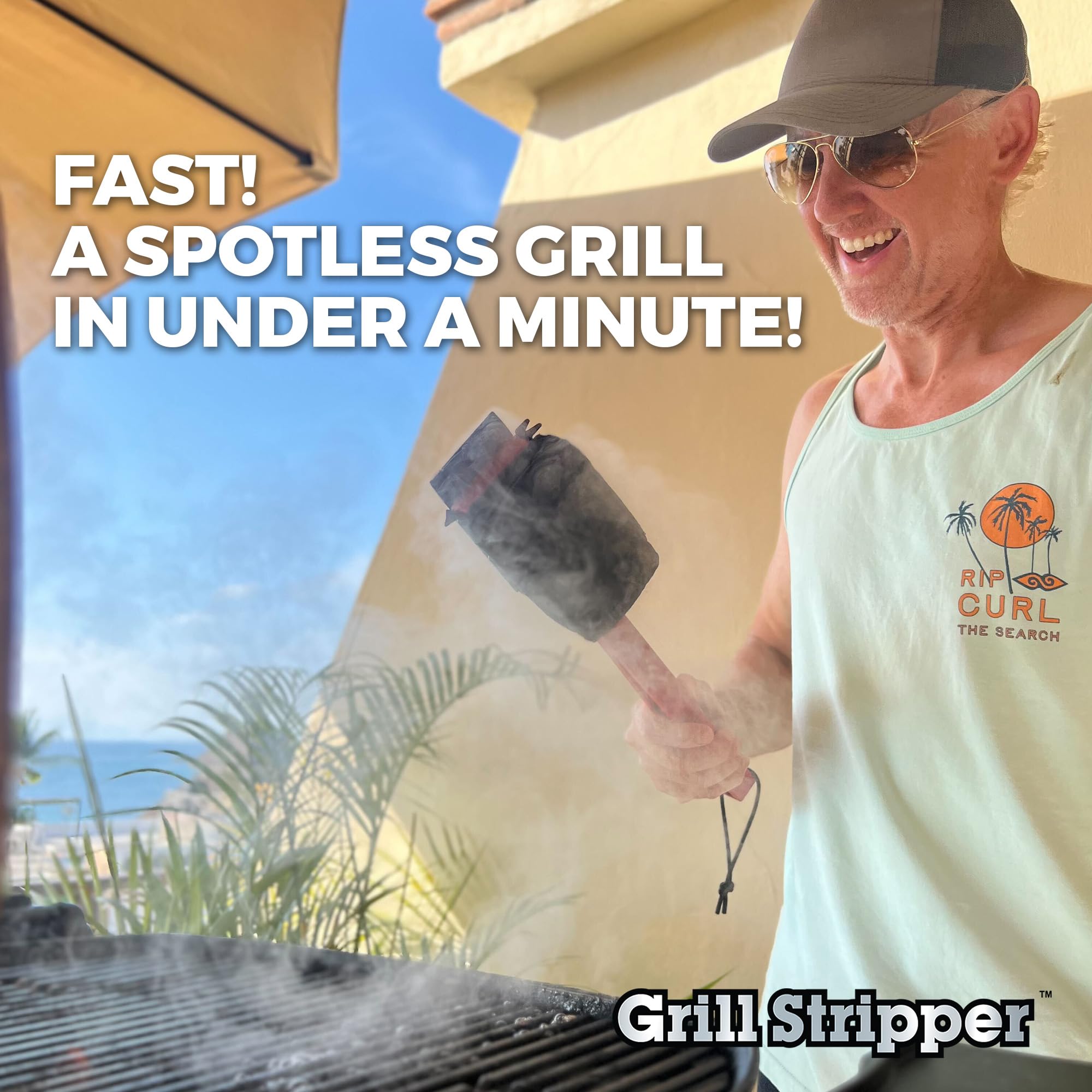 Grill Stripper cleaning cast iron grate preserving seasoning while removing carbon