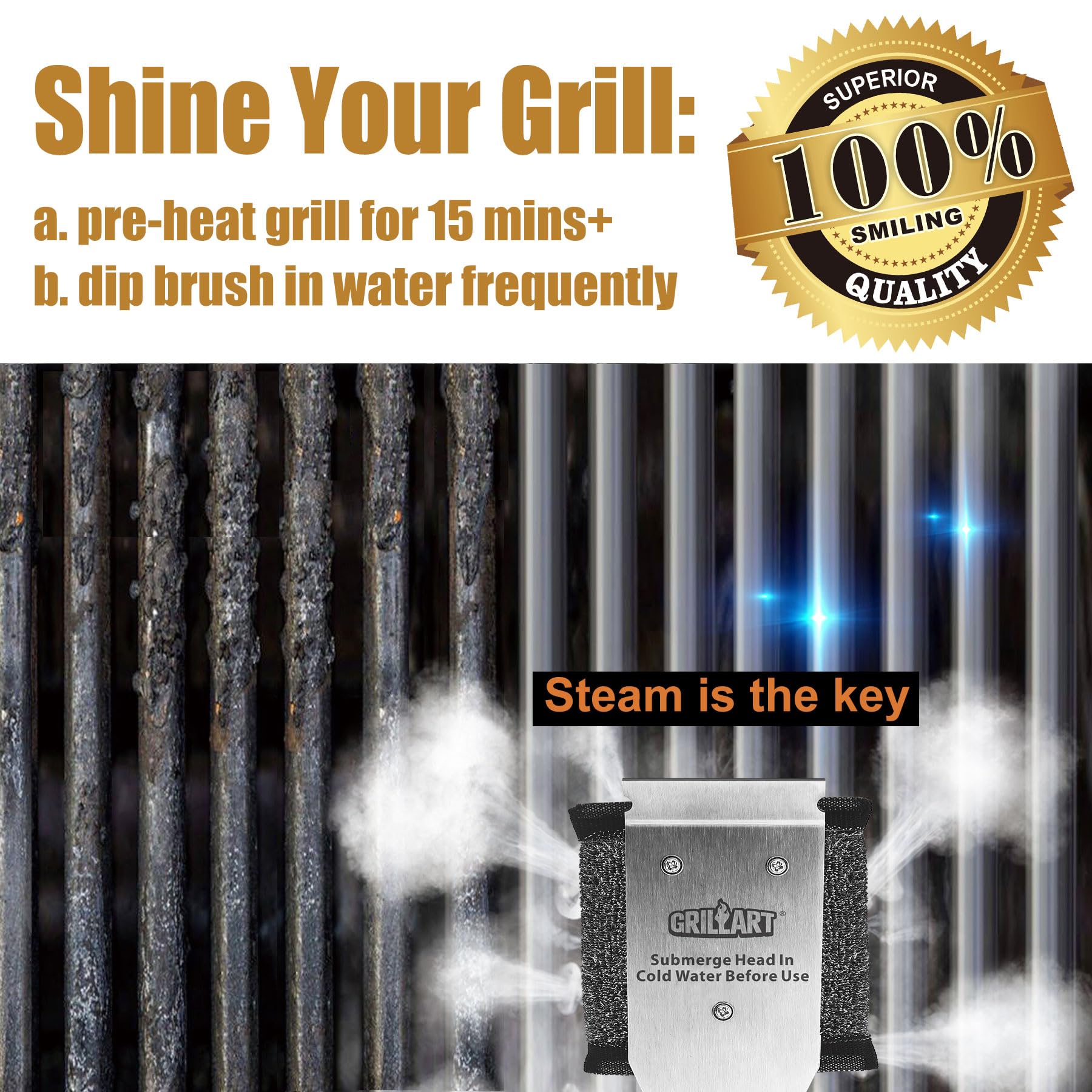 GRILLART cepillo colgado en gancho para almacenamiento ordenado y ventilado
