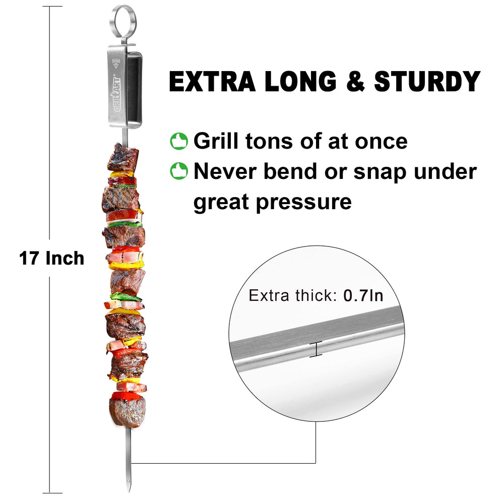 GRILLART flat blade profile preventing food rotation for more even cooking
