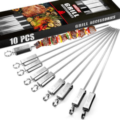GRILLART front view of skewers showing 17-inch length and packaging benefit