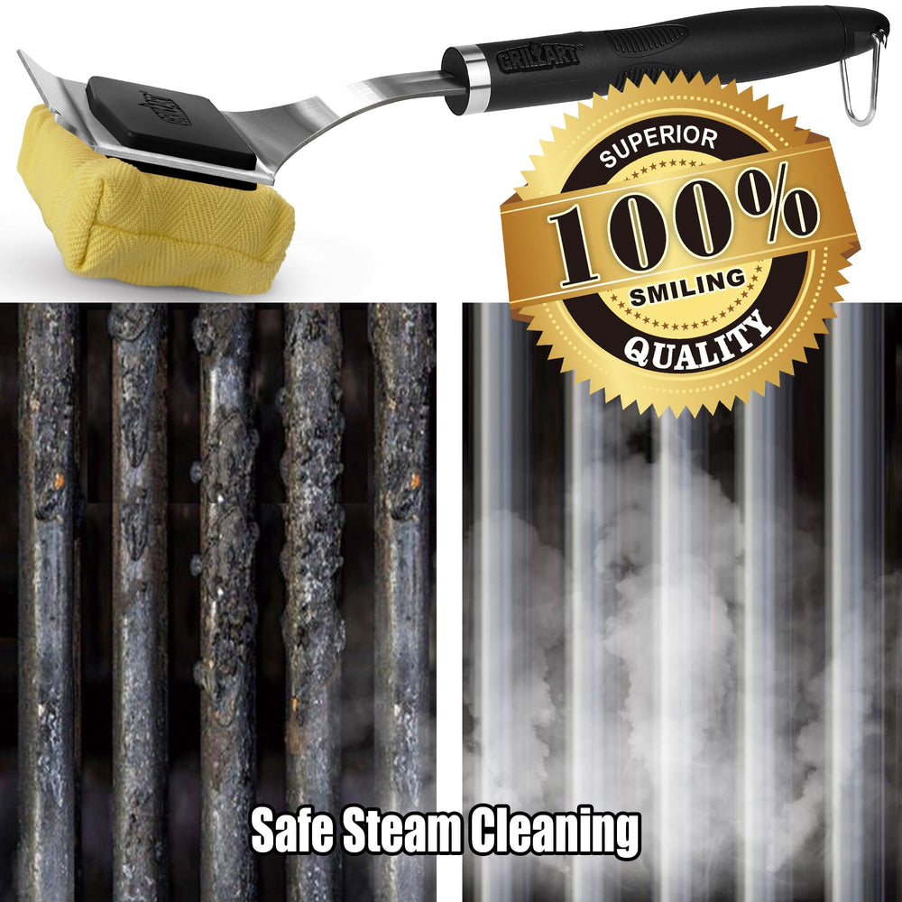 GRILLART hanging on hook showing built-in storage convenience and quick drying