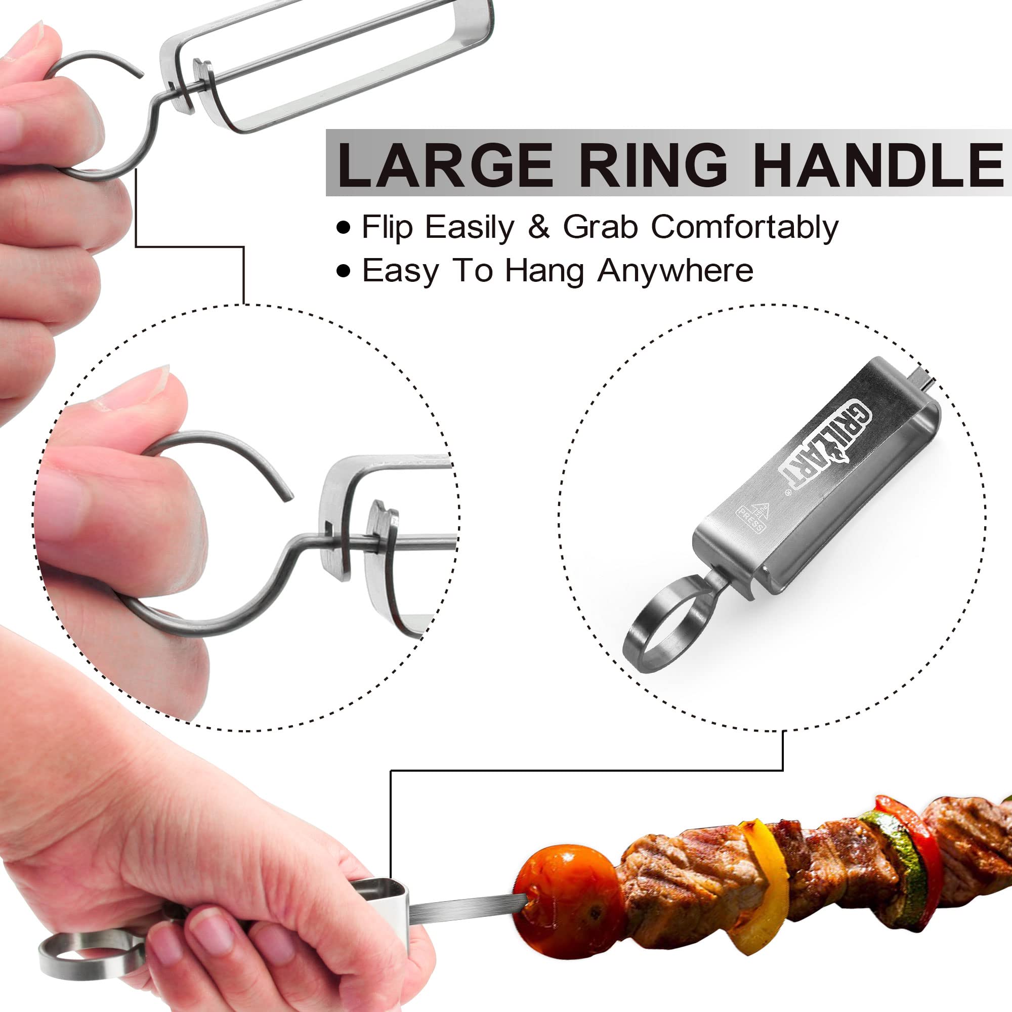 GRILLART skewers loaded and grilling with even browning for faster results