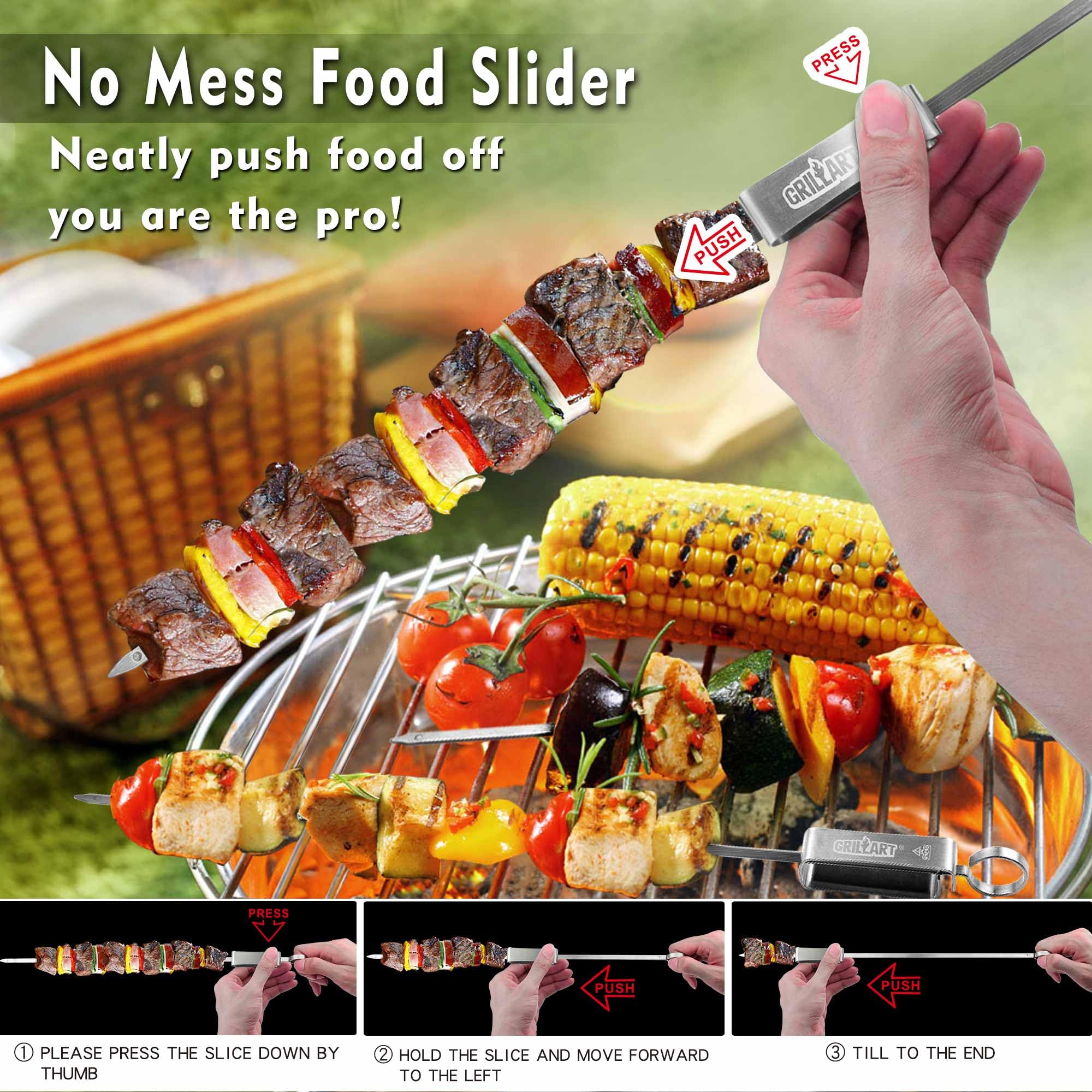 GRILLART close-up of removable slider for easy food release and clean serving