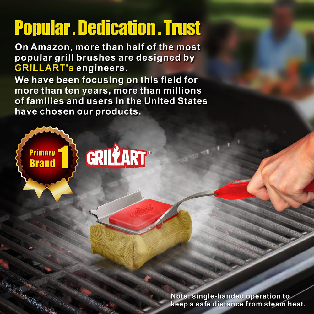 GRILLART SteamWizards limpiando parrilla cerámica sin rayar la superficie