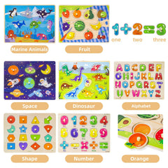 GRINNIE tablero de dinosaurios con piezas grandes y colores llamativos