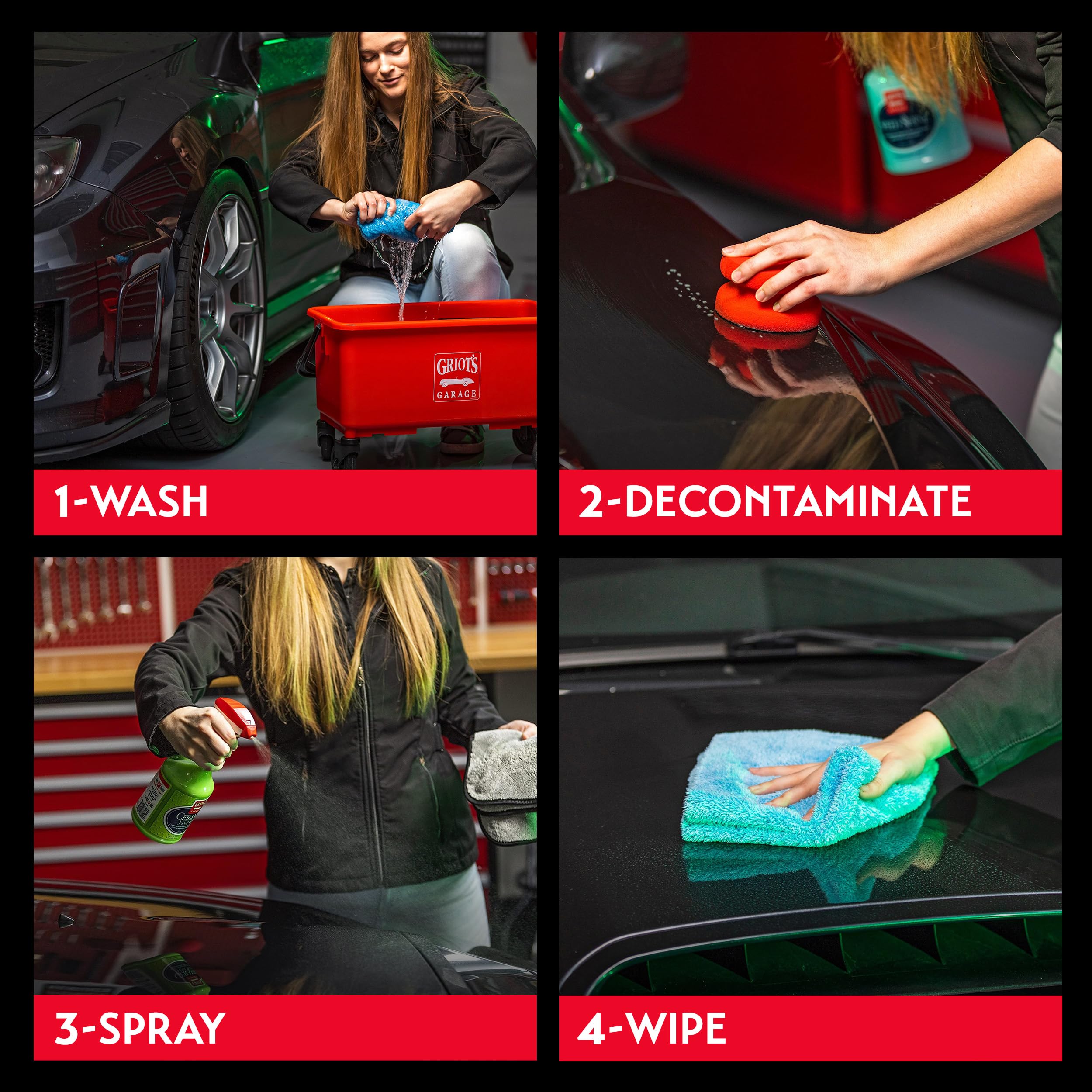 Griot's Garage applied on car paint showing glossy, mirror-like shine benefit
