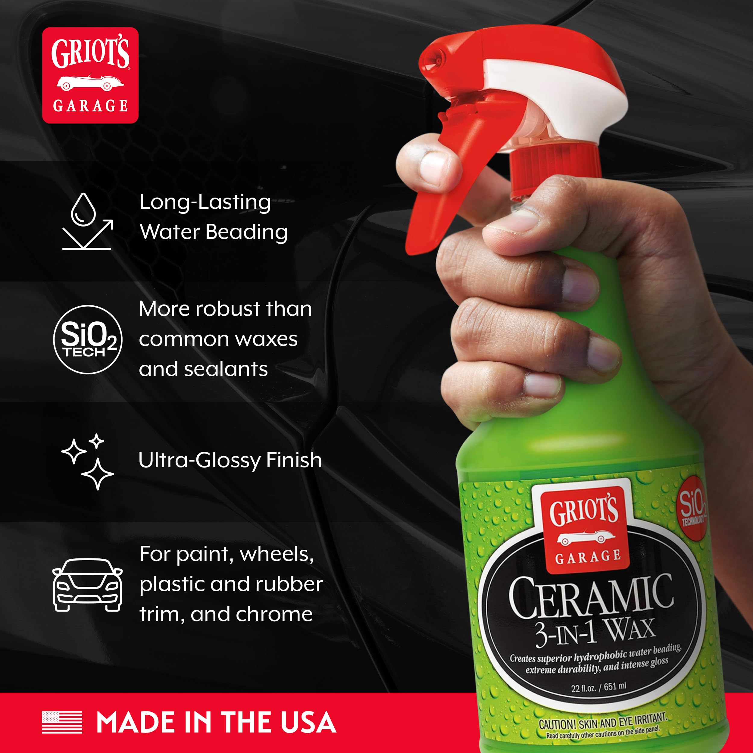 Griot's Garage formula texture close-up highlighting hydrophobic finish benefits
