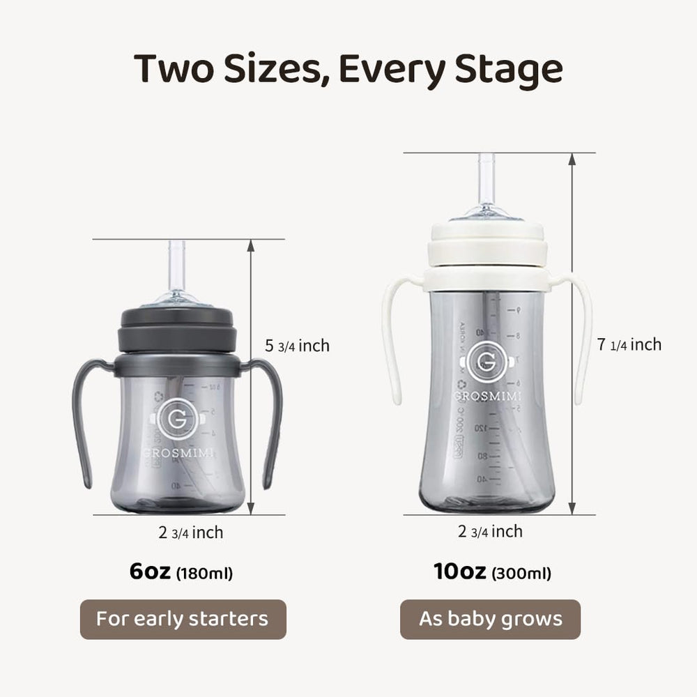 GROSMIMI comparación de tamaño 6oz, volumen ideal para primeros sorbos