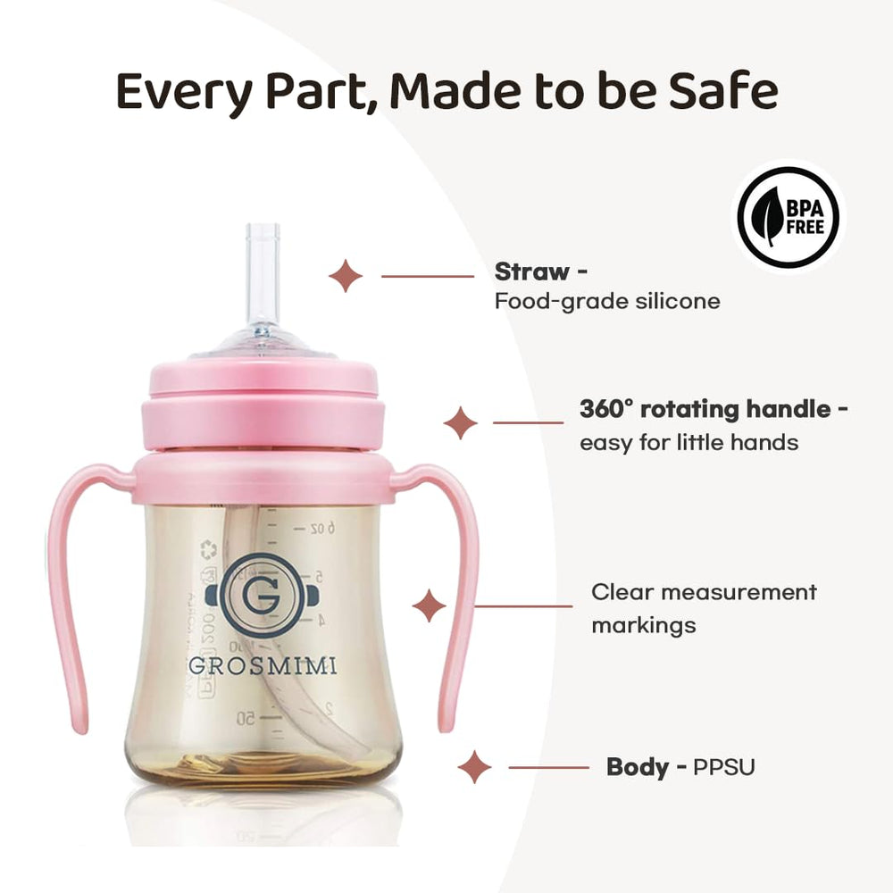 GROSMIMI flip-top lid open showing secure seal for leak prevention