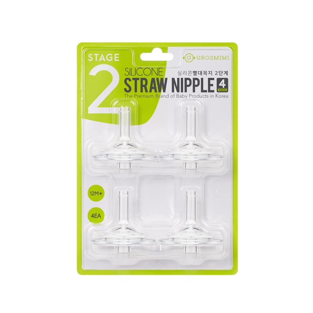 GROSMIMI front view of four replacement straws showing contents and fit benefit