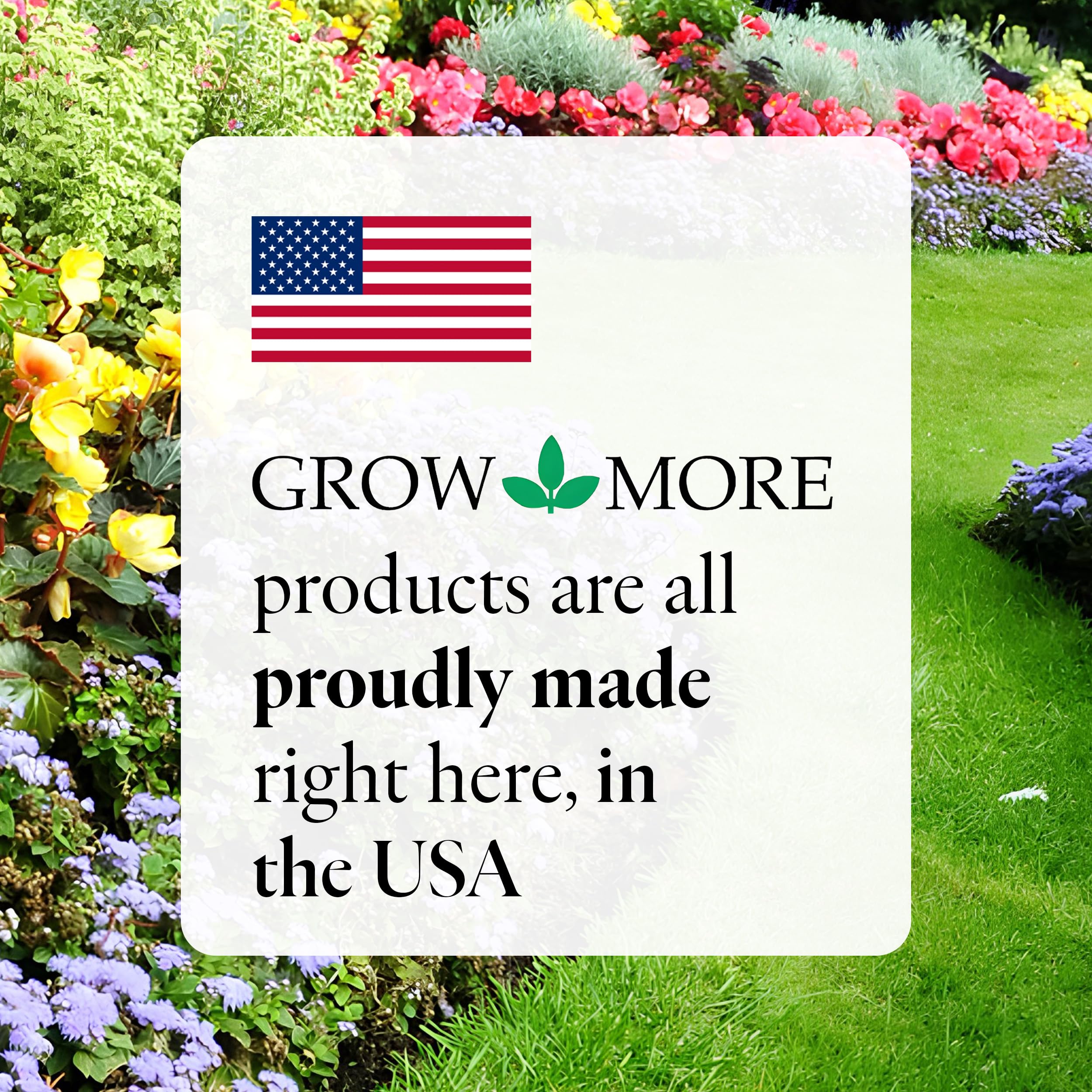 Grow More en ambiente de jardín con flores vibrantes tras uso