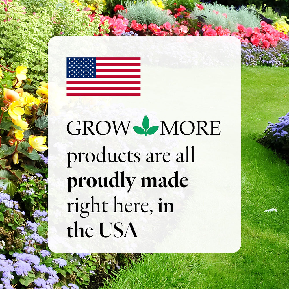 Grow More en ambiente de jardín con flores vibrantes tras uso