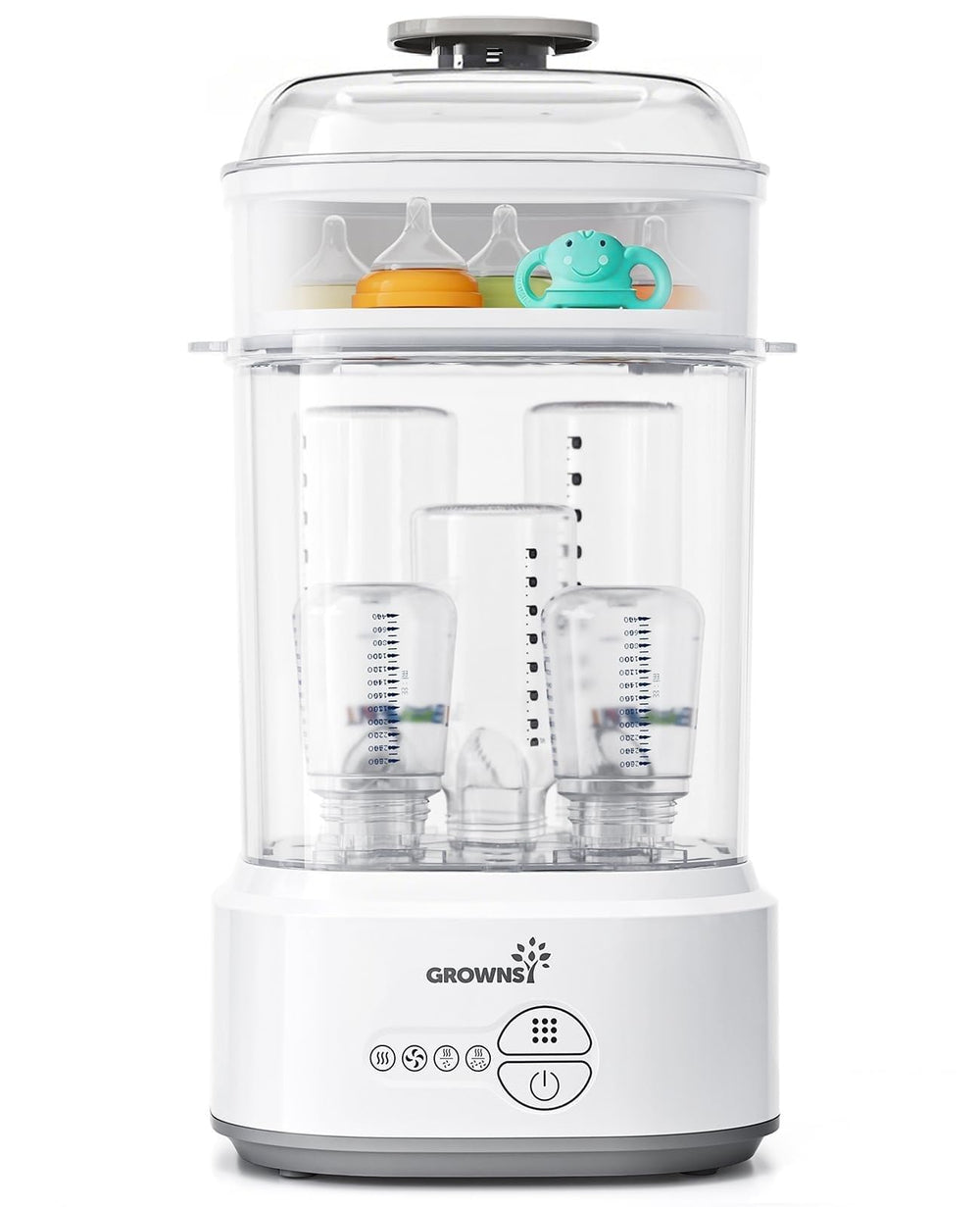 GROWNSY front view showing compact sterilizer saving counter space and time