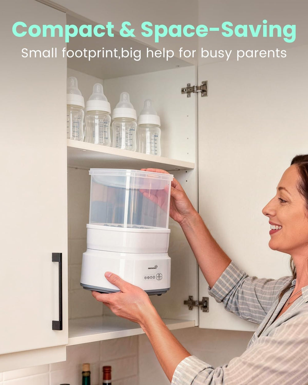 GROWNSY on nursery counter showing convenient everyday parenting use