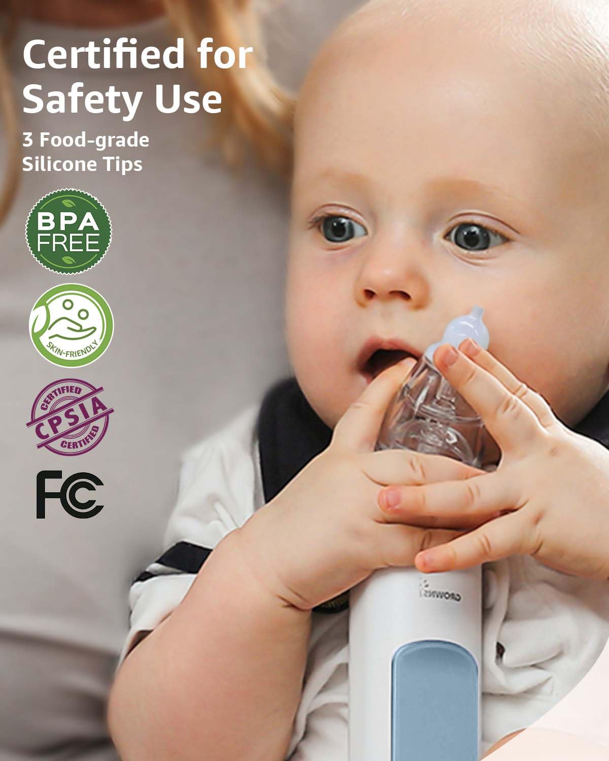 GROWNSY size comparison beside baby bottle for scale and portability benefit