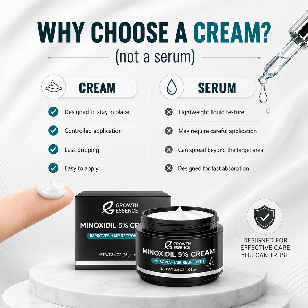 Growth Essence etiqueta con lista de ingredientes clave y seguridad