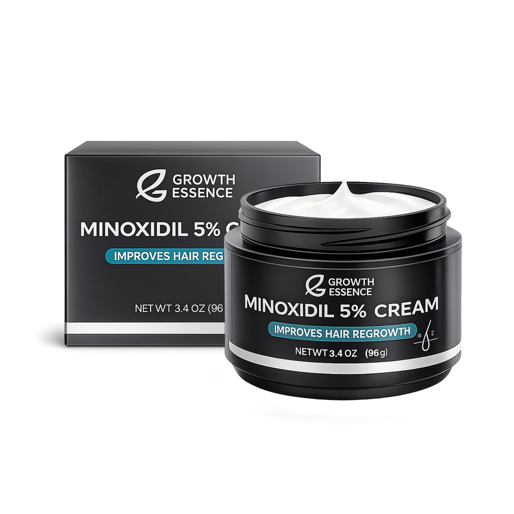 Growth Essence frasco delantero mostrando envase y volumen práctico