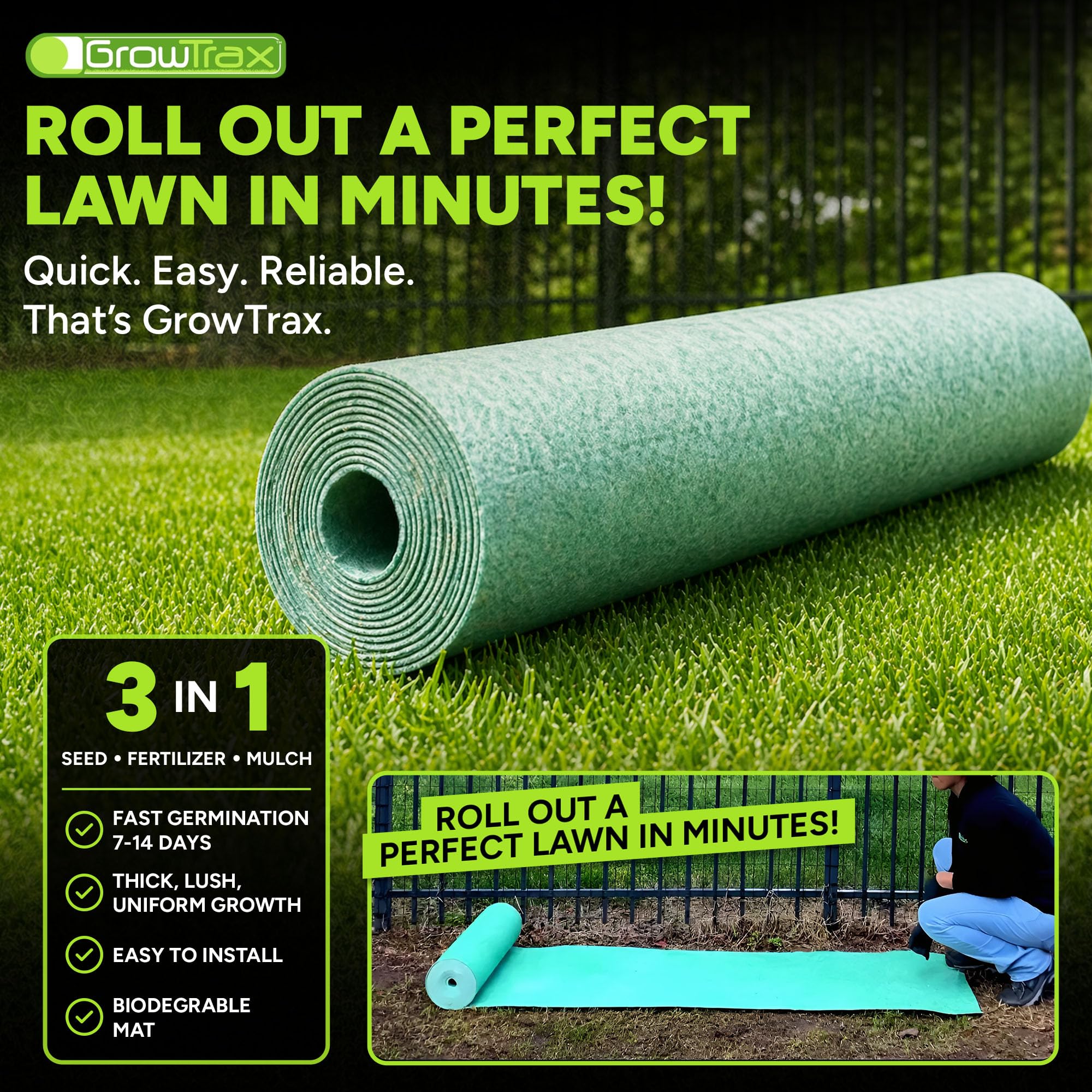 Growtrax césped establecido que muestra aspecto denso y uniforme