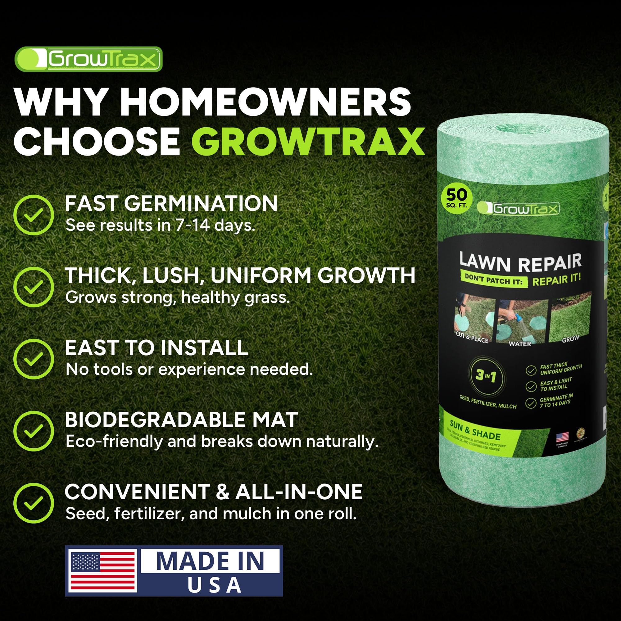 Growtrax etiqueta con instrucciones claras y beneficios del producto