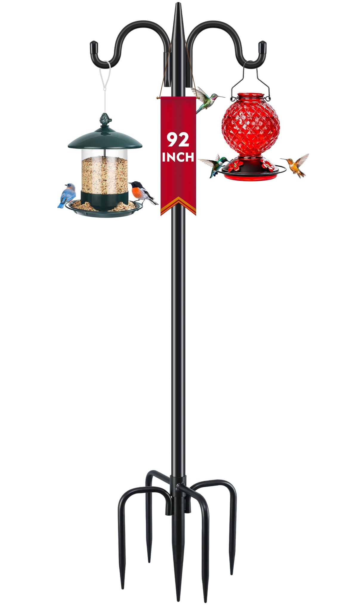 Gtongoko front view assembled outdoor shepherds hook showing overall stability and dual hooks