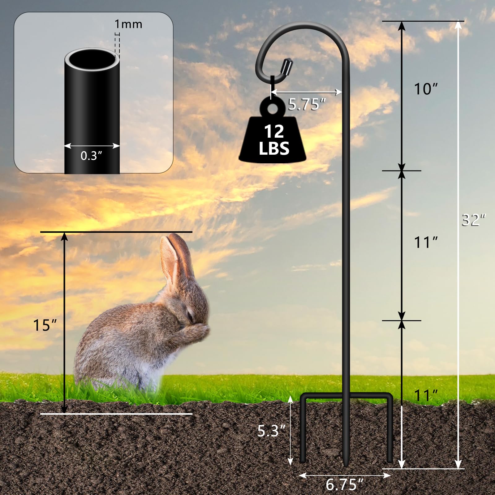 Gtongoko three-prong base detail showing improved stability in soil for steady displays
