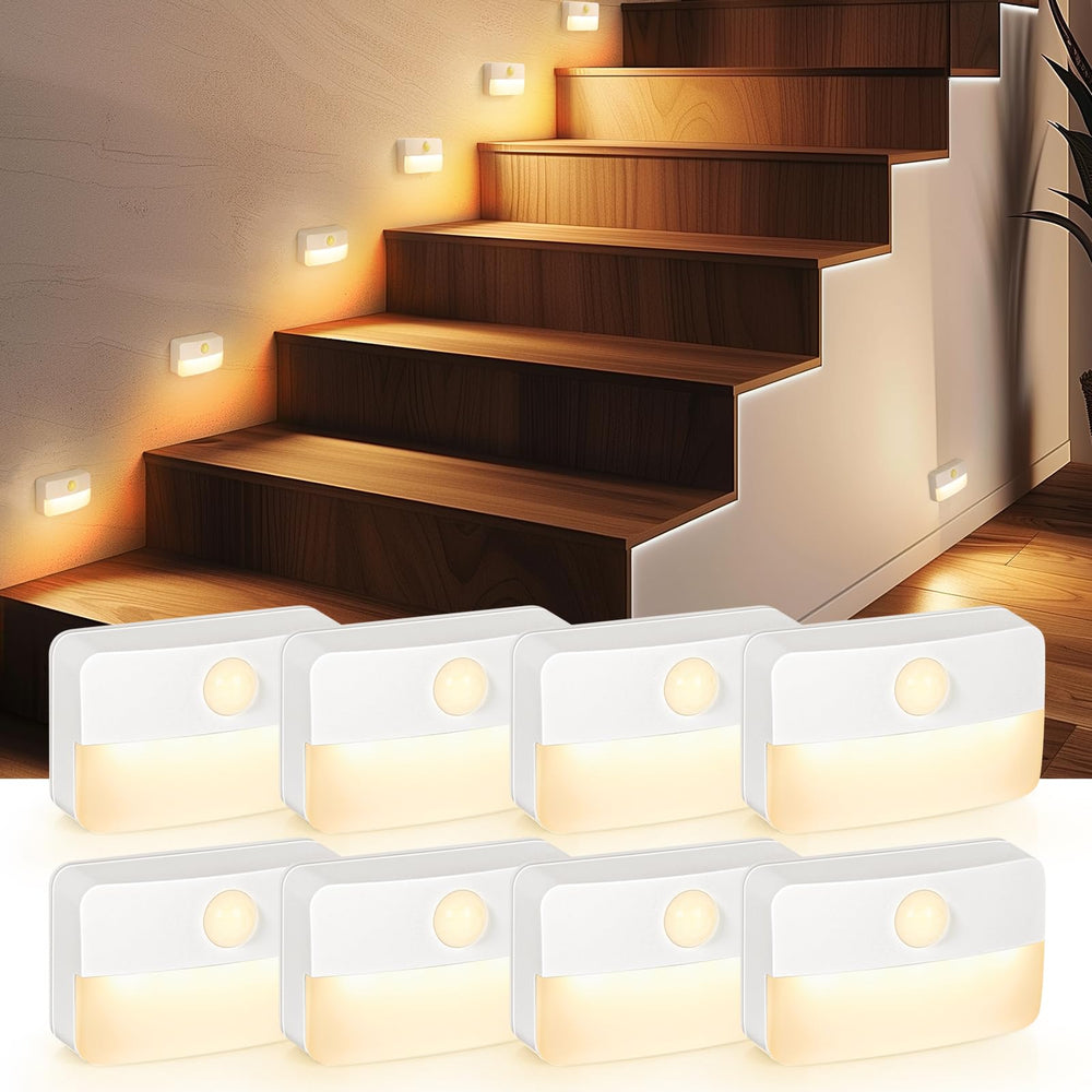 Guankai vista frontal del pack de 8 luces, solución segura para escaleras