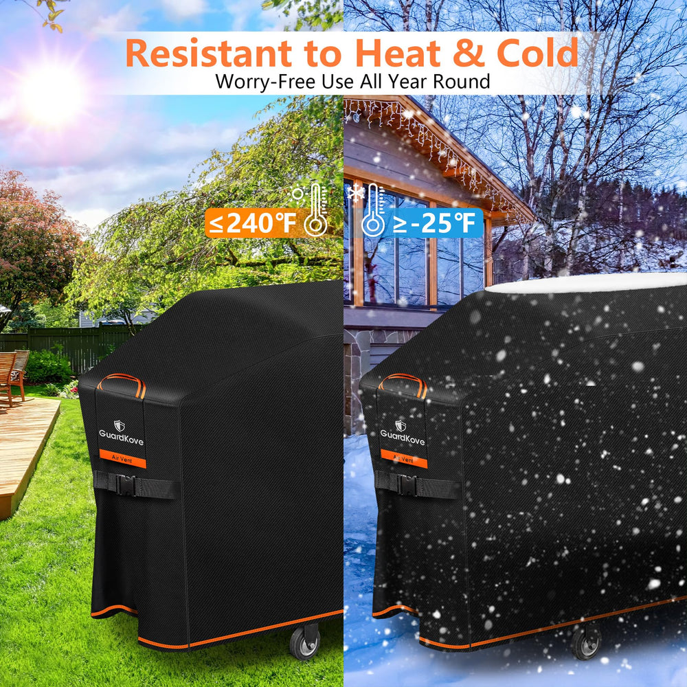 GuardKove diseño negro con acentos naranja que embellece la zona exterior