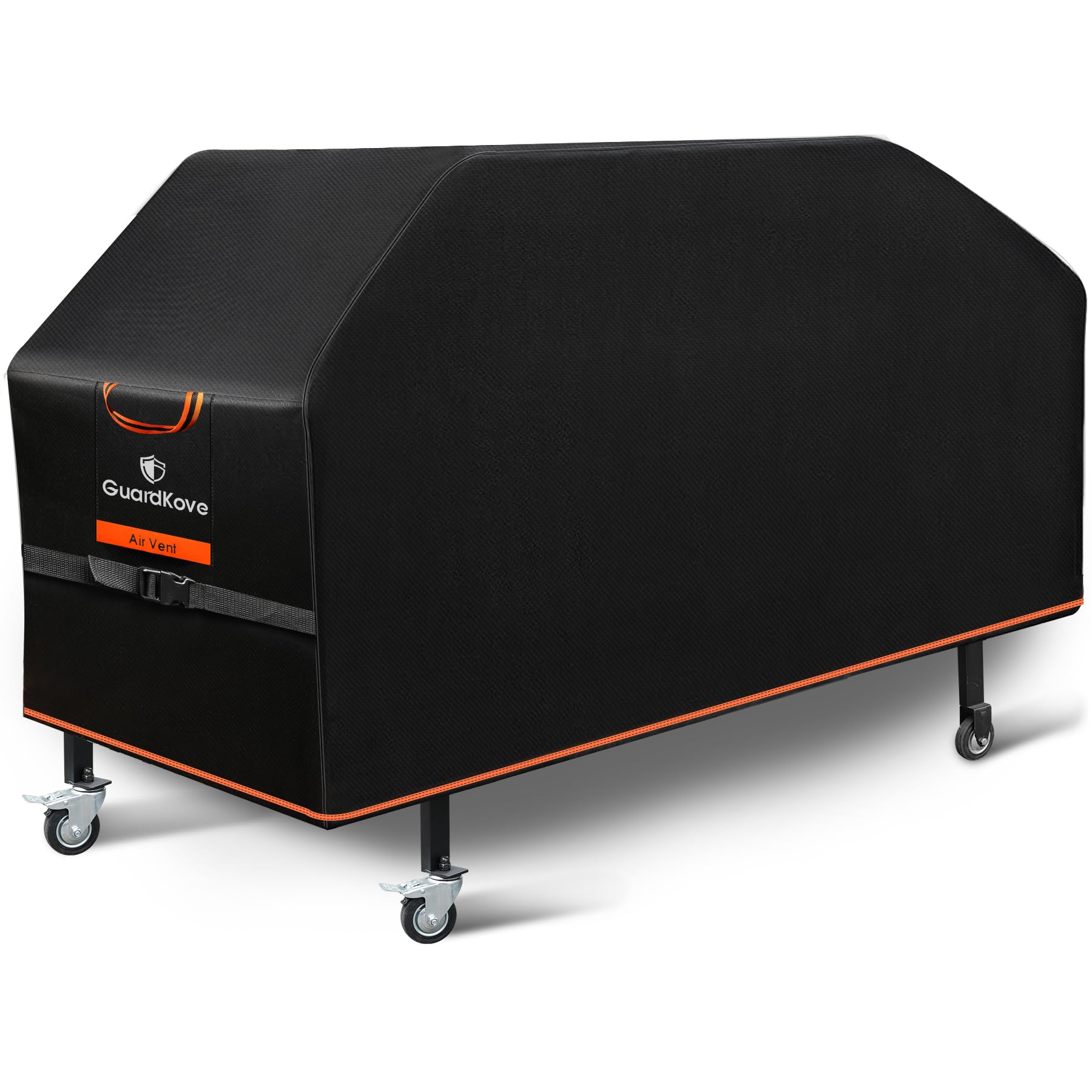 GuardKove vista frontal cubriendo plancha Blackstone 36" protegiendo contra lluvia
