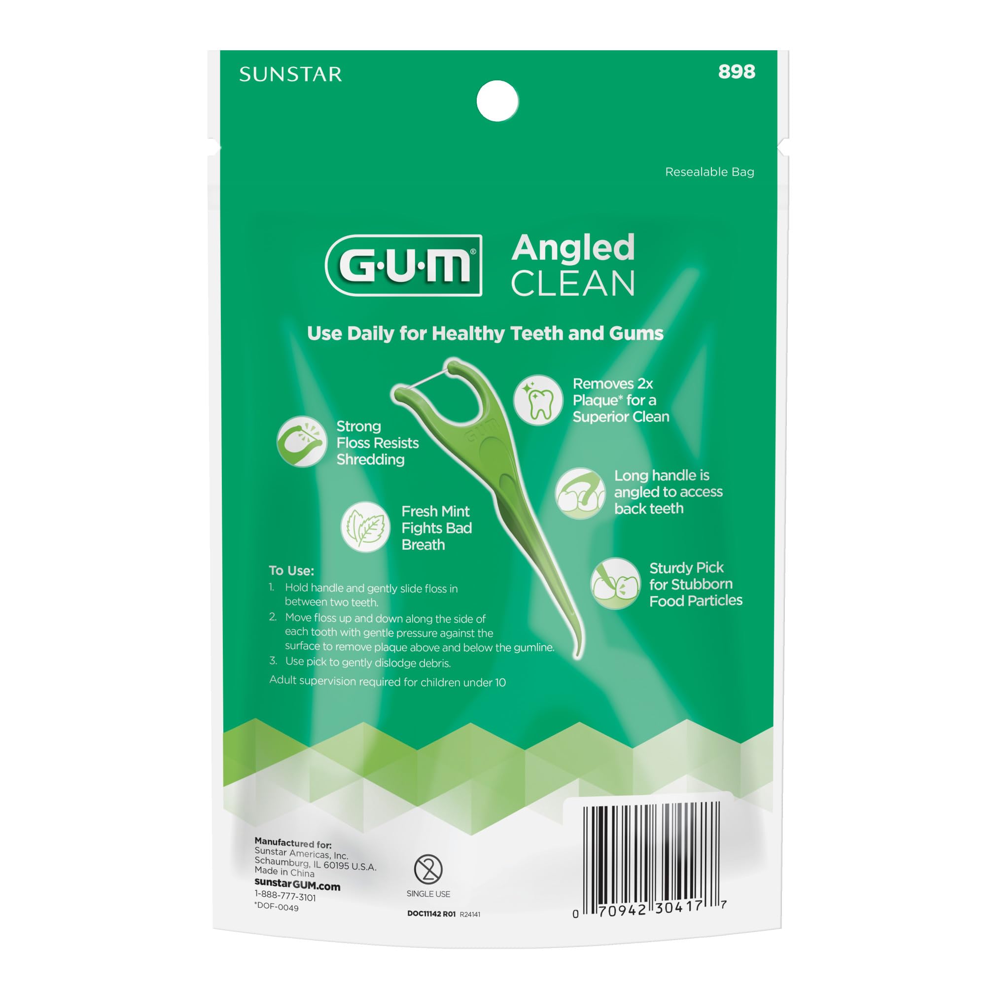 GUM etiqueta con información del producto y rasgos destacados