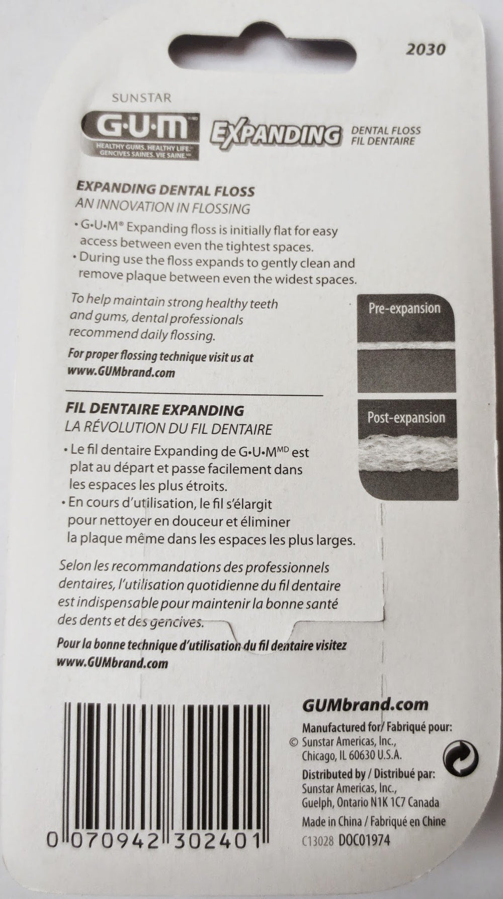 GUM primer plano de la textura del hilo expandible que muestra suavidad y eficacia