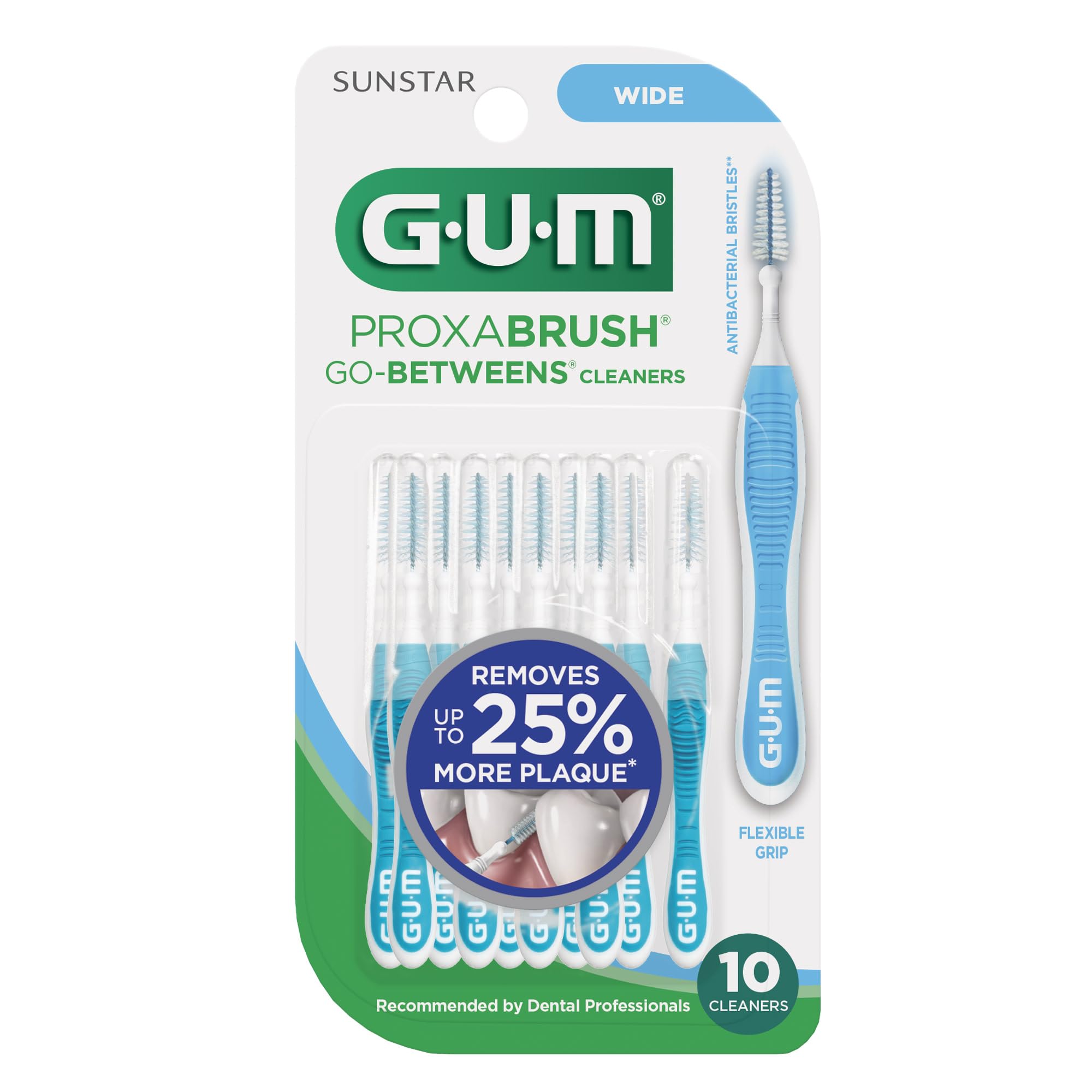 GUM Proxabrush limpiando alrededor de brackets sin rayar, ideal para ortodoncia