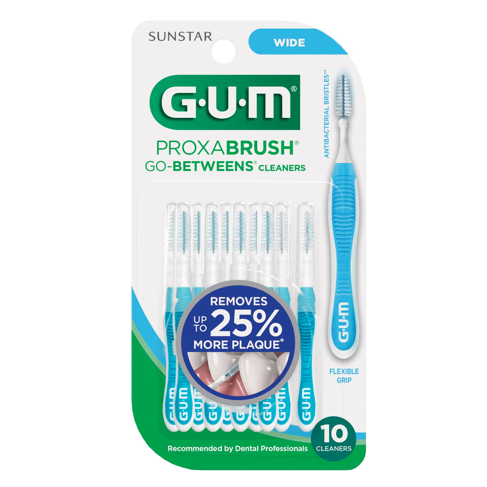 GUM Proxabrush limpiando alrededor de brackets sin rayar, ideal para ortodoncia