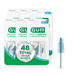 GUM recambio frontal del paquete mostrando ocho unidades y beneficio de limpieza interdental