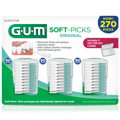GUM producto en bolso y mesa ilustrando uso cotidiano fuera de casa