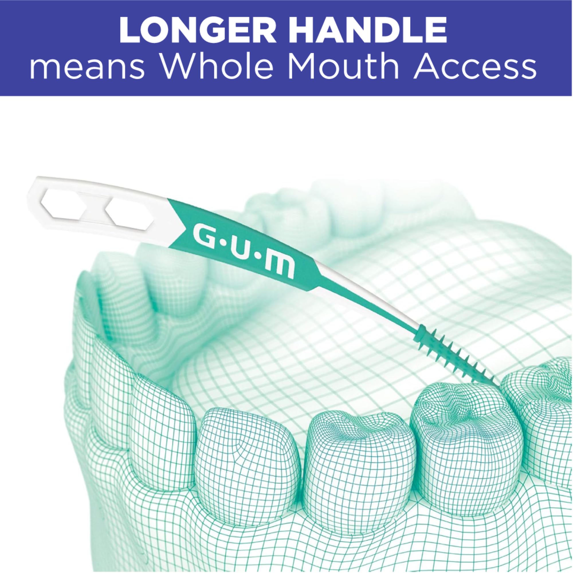 GUM soft picks held in hand showing easy single-handed use