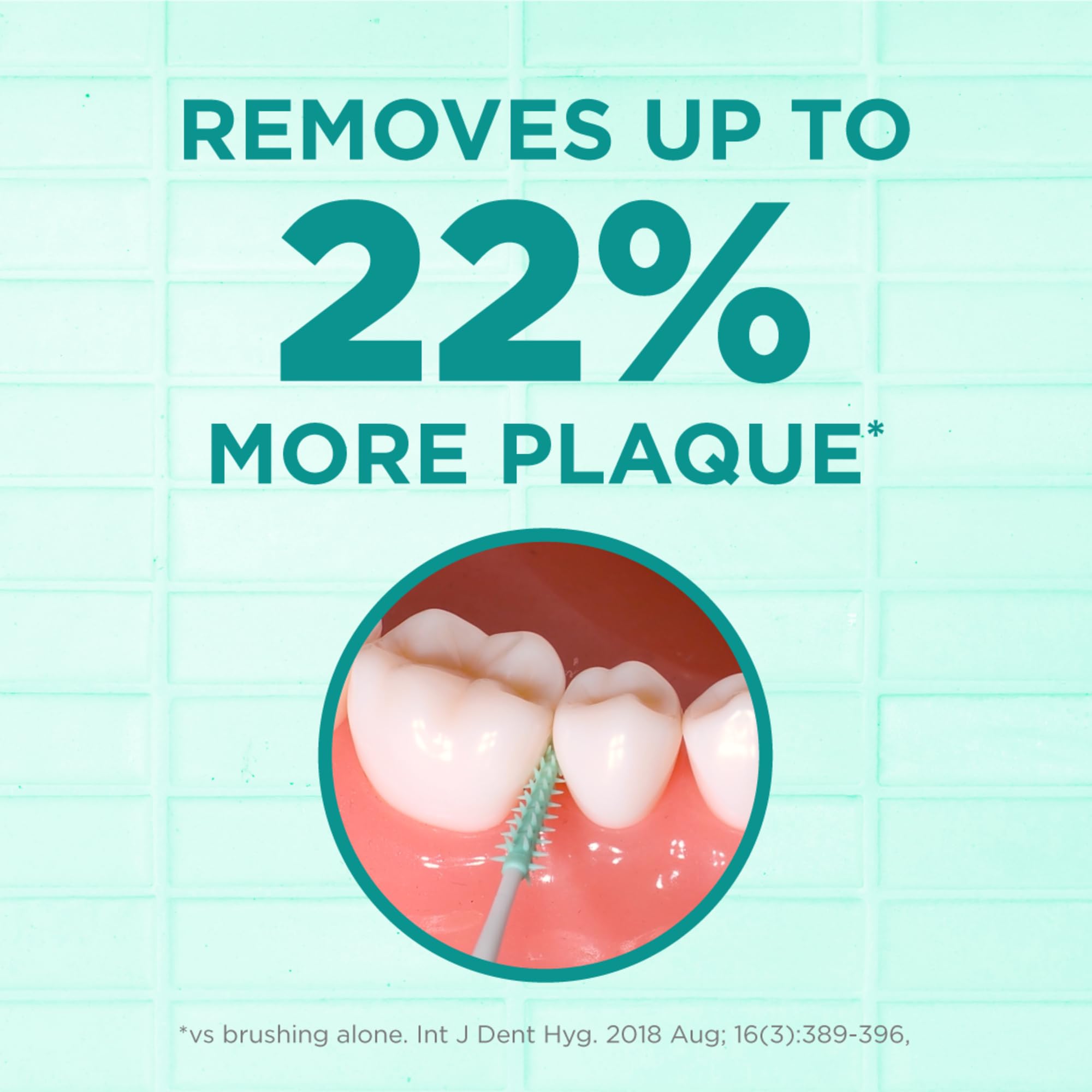 Gum soft pick mostrando el palillo y cerdas, limpieza interdental eficaz