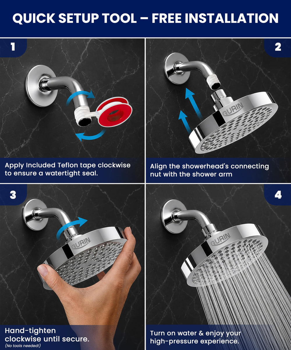 GURIN in use producing full rainfall stream for immersive shower experience