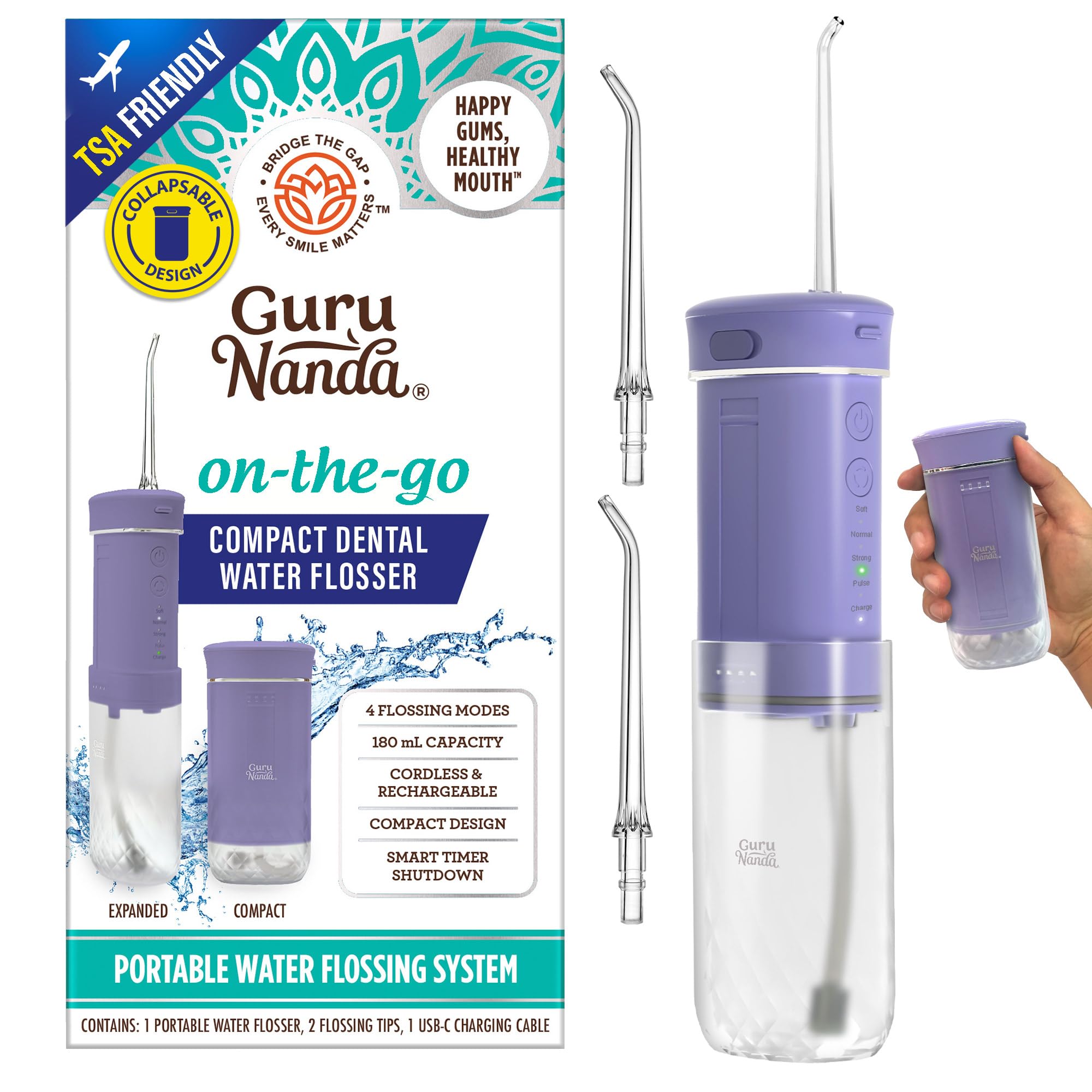 GuruNanda irrigador frontal compacto, limpieza potente y portátil