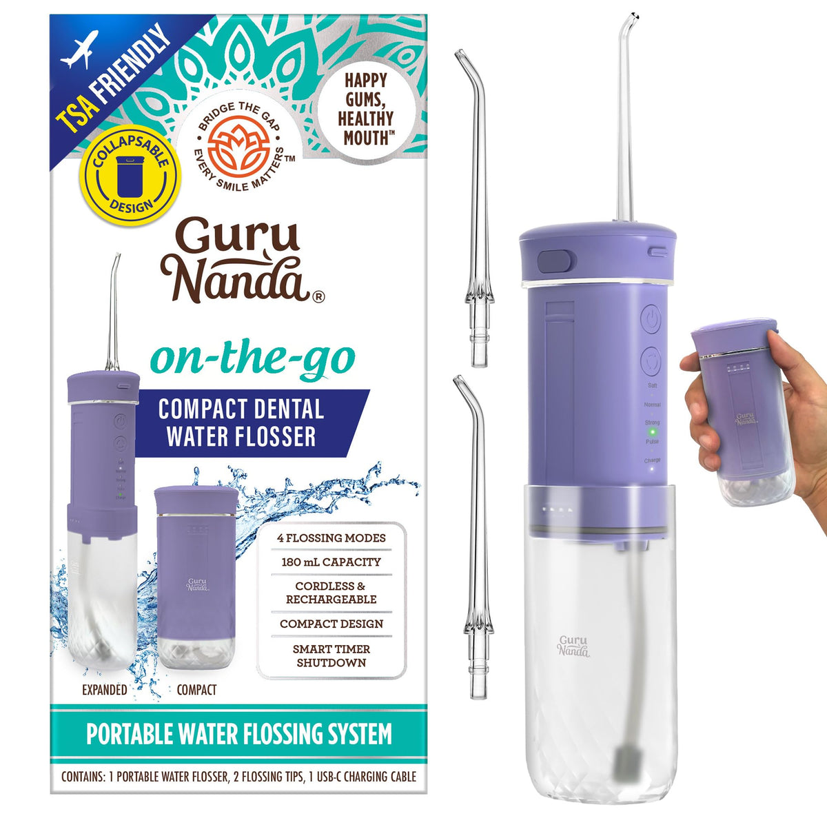 GuruNanda irrigador frontal compacto, limpieza potente y portátil