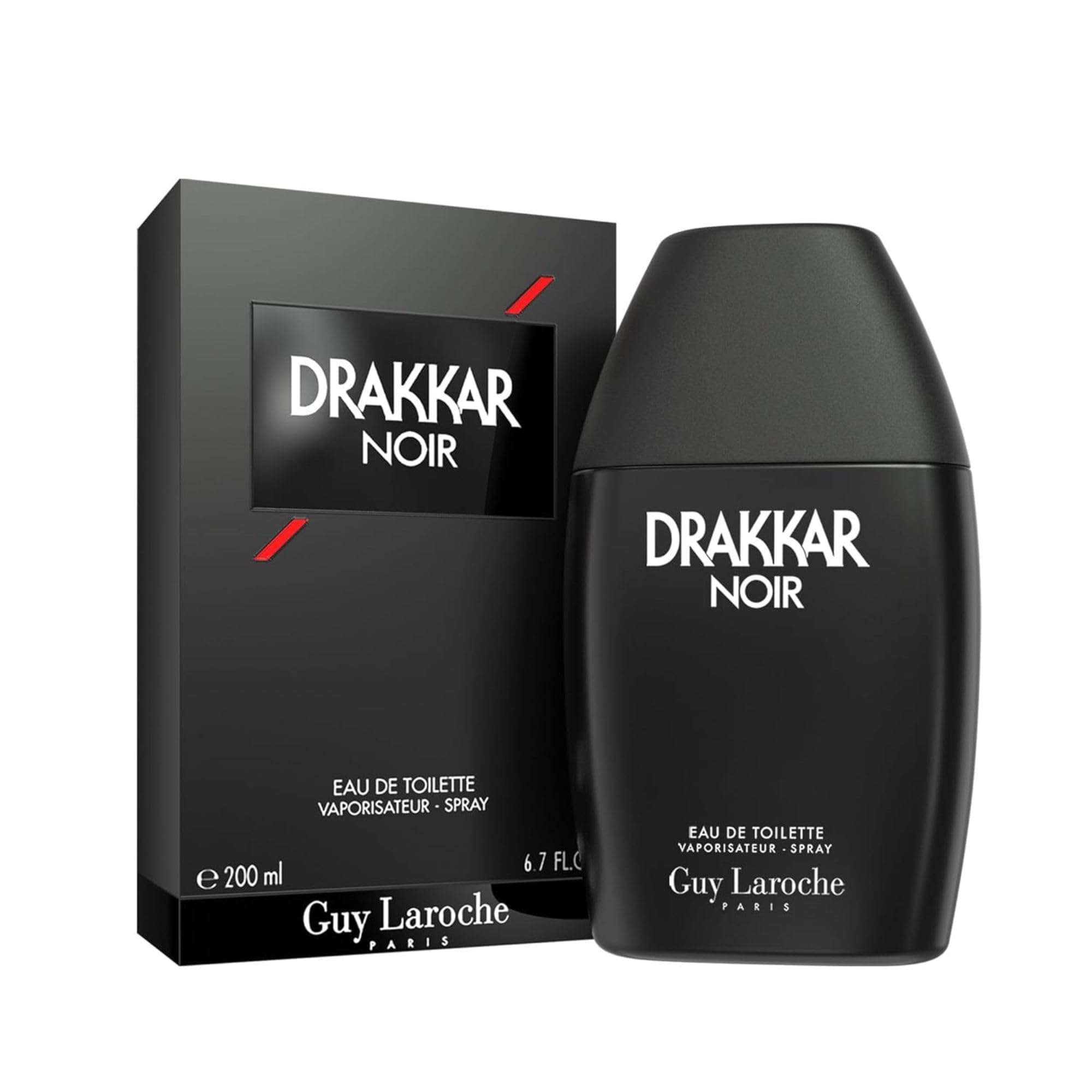 Guy Laroche Drakkar Noir frasco frontal negro, presencia elegante y masculina