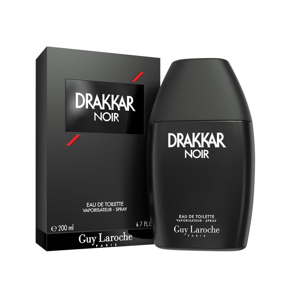 Guy Laroche Drakkar Noir frasco frontal negro, presencia elegante y masculina